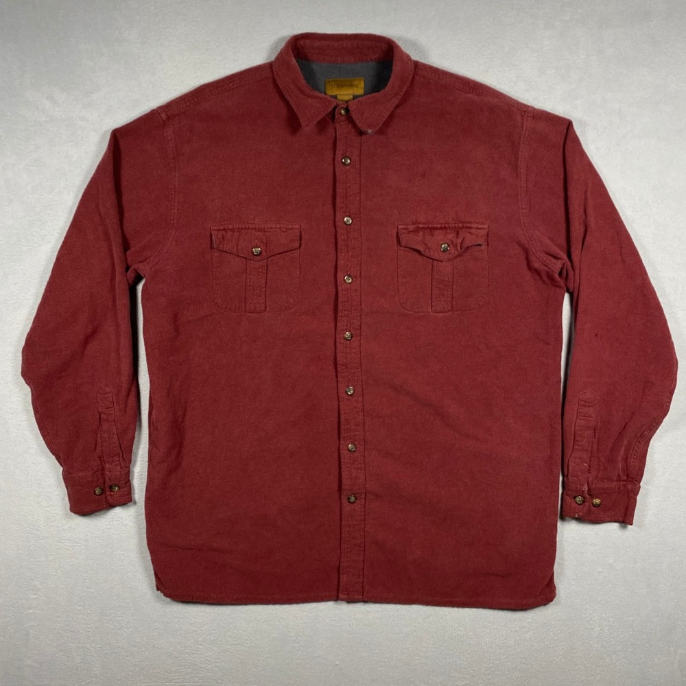 Vintage St. John's Bay Chamois Flannel Shirt Mens XLT (XLXT) Button Down Red